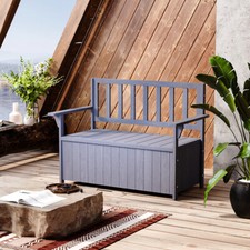 Outdoor Garden Storage Bench Wooden 2 Seater Bench Lift Up Storage Box Chest