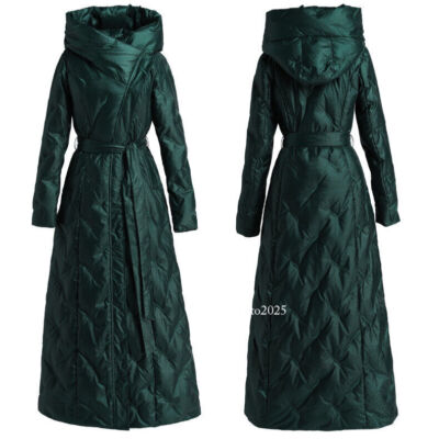 Womens Ankle Full Length Super Long Down Jacket Coat Hooded Warm Winter Designer