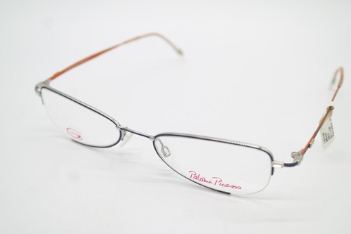 Vintage Paloma Picasso 8544 Blue Silver Brown Oval Glasses Frame NOS - Picture 3 of 6