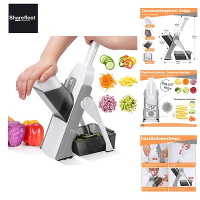 Adjustable Vegetable Cutter, 4-in-1 Multifunctional Vegetable Slicer with Col...