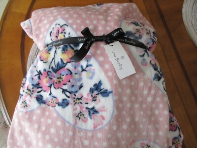 Vera Bradley Throw Blanket MON AMOUR Soft Blush PINK Hearts Flowers NWT