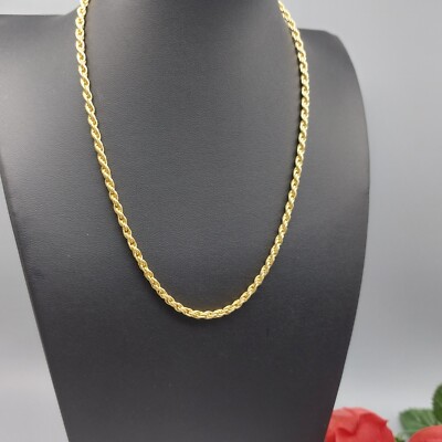 Awesome Gold Tone Twisted Chain Necklace Spring Ring Closure 18''