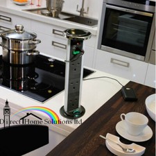 Kitchen Vertical POP UP Plug Sockets Power Dock With USB Connectors KENGO