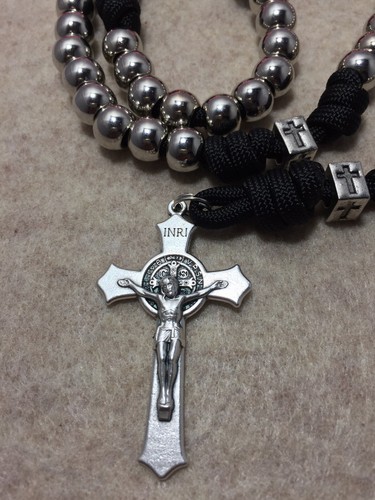 Saint Michael Catholic Rosary -Durable Men Rosary- Silver Beads rosary- Handmade - Picture 8 of 9