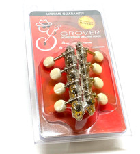 Grover Nickel w/White Buttons "F" Style Mandolin Tuners/Tuning Pegs 409FNW