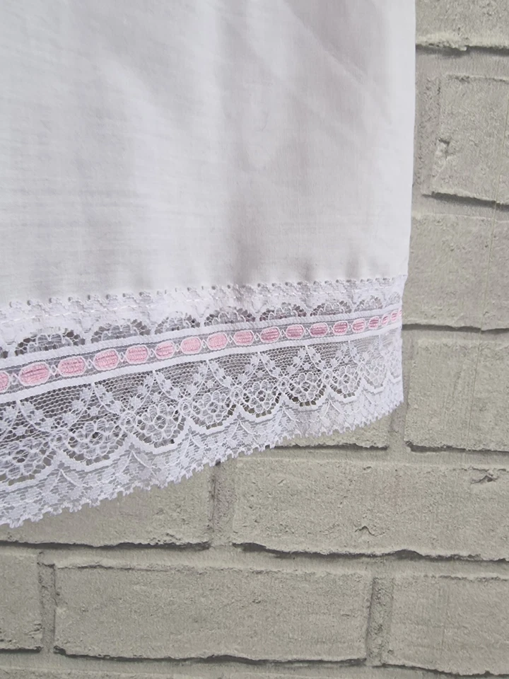 Винтажная юбка нижняя юбка бледно-розовый кружевной Midi хлопок эластичный размер 10 12 - Изображение 4 из 4
