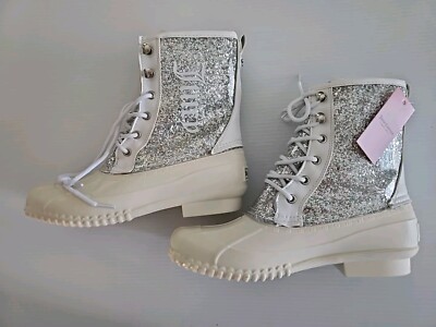 Juicy Couture Talo All Weather Boots Silver Glitter Women's NEW w/ Tag 