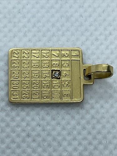 UNOAERRE ITALY Solid 18K (750) Yellow Gold Diamond PERSONALIZED CALENDAR Pendant - Picture 5 of 20