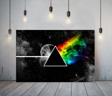 MUSIC FLOYD -DEEP FRAMED CANVAS WALL ART PICTURE PAPER PRINT- PINK