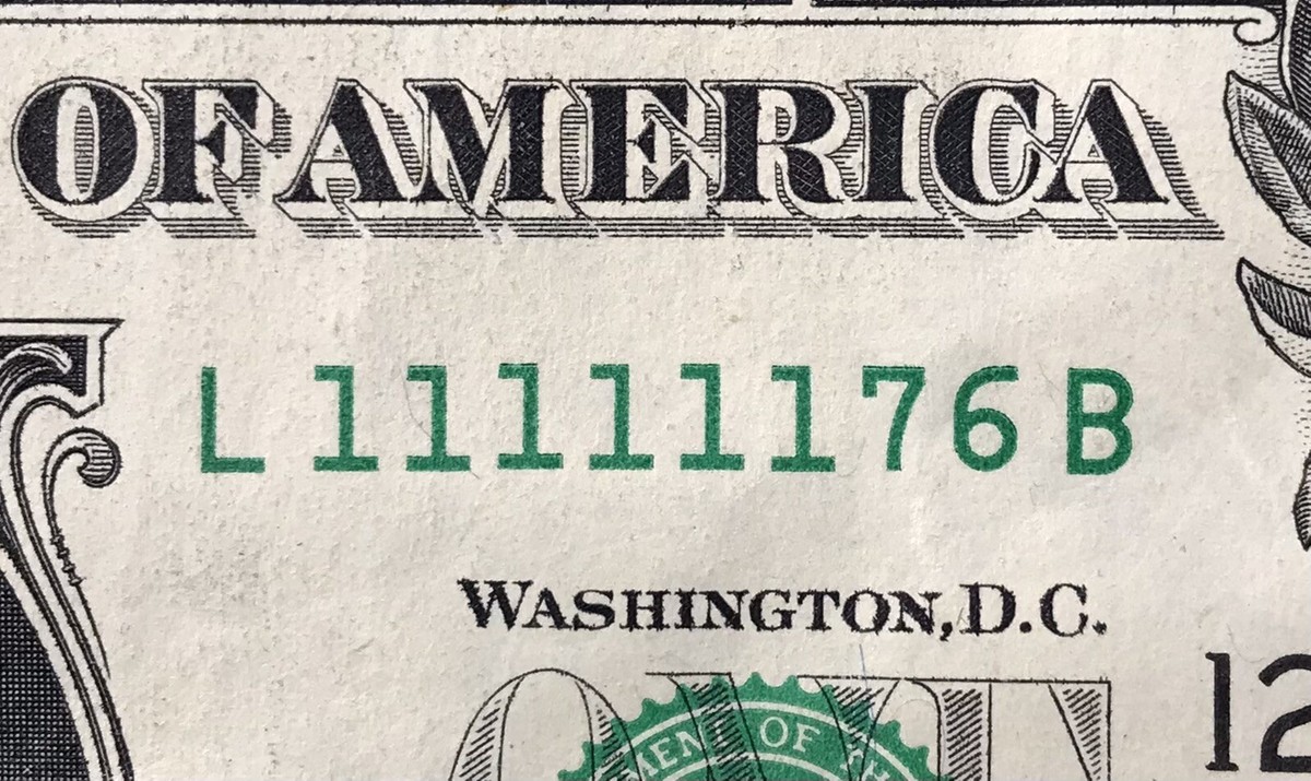Six In A Row 1's Fancy Serial Number $1 Dollar Bill Currency Note