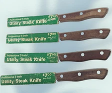 Vintage Maxam Knife Set Stainless Steel Japan Set of 4 Wood Handle