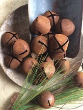 6 Primitive Rusty Jingle Bells 40mm Christmas 1 1/2 1.5" Craft Farmhouse Rustic
