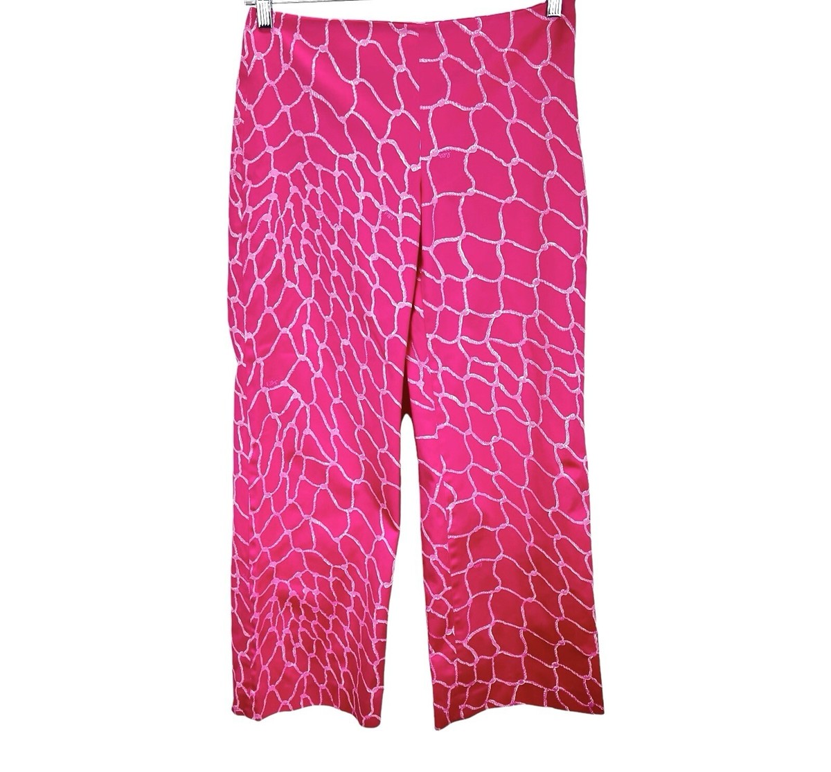 Lilly Pulitzer Wide Leg Pants SZ Pink Rope Print Side Zip Falling Off the  Grid - Main Image