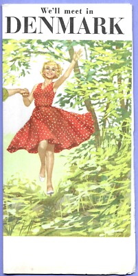 Vintage Dänemark Reise Tourist Prospekt Karte 1958