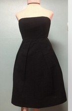 J.CREW Women's Lorelei Black Seersucker Strapless Dress Size 2p Retails $98