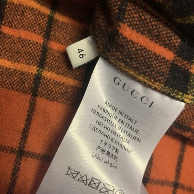 GUCCI GG柄 チェックシャツ 46 AUTHENTIC Gucci Check Plaid Oversized Wool Anchor Shirt 46 XS