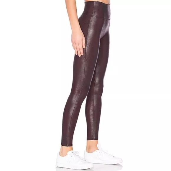 Spanx Faux Leather Leggings in Color Wine SZ L