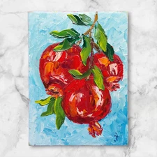 Pomegranate Original Painting Semi Abstract Art Kitchen Decor Handmade Wall Art