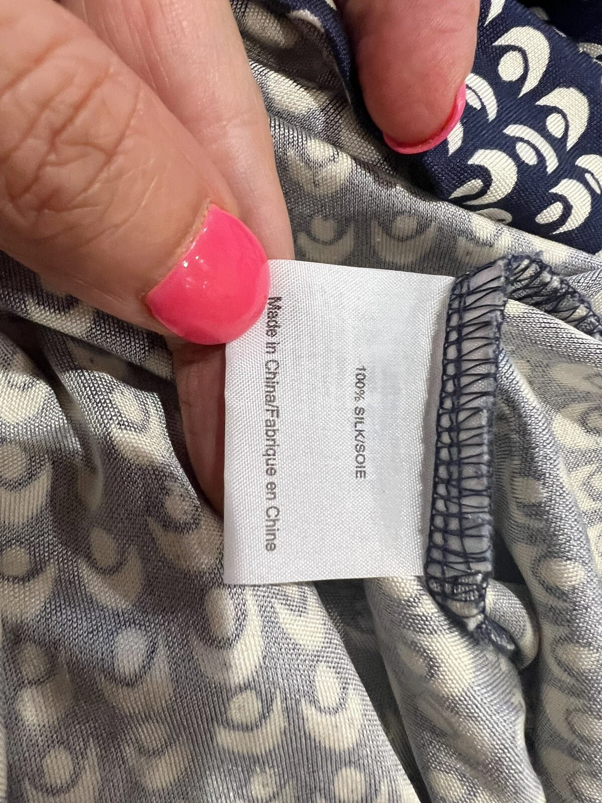 Abito donna TORY BURCH seta Teserra manica lunga cambio blu navy stampa astratta S