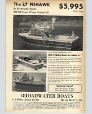 1966 PAPER AD Broadwater 210 HP V8 Flybridge Motorboat Cruiser Yacht Boat