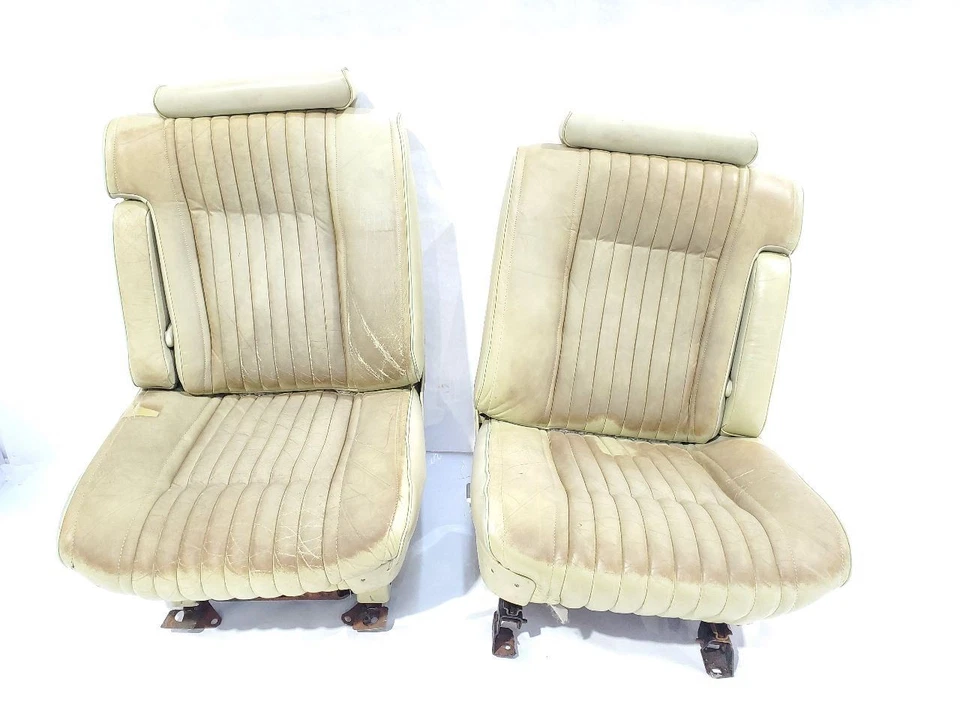 Cadillac Seville 1976 OEM conjunto de asientos de cuero beige decoloración Foto 2 de 4