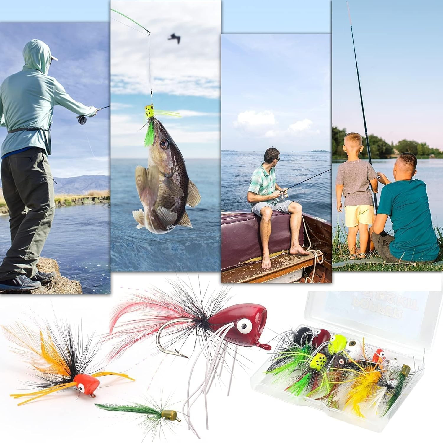 Fly Fishing Poppers Flies, Fly Popper Lures Bass Bluegill Crappie Trout Salmon P - Image 6