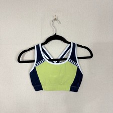 Athletic Works Women Lime Green Navy Colorblock Criss Cross Back Sports Bra