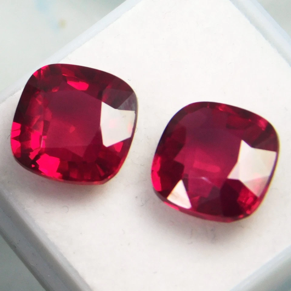 Piedras preciosas sueltas corte radiante rubí rojo natural Mozambique certificado 11,50 quilates par Foto 4 de 4