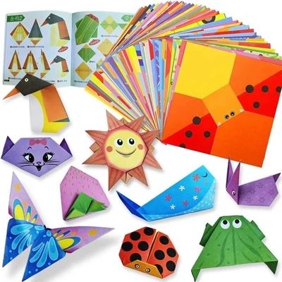 Origami Kit Paper Set 96 Sheets + Book DIY Craft Art Projects for Kids Beginners