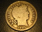 1907-D 90% Silver Barber Dime