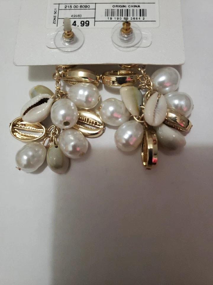 Sugarfix By Baublebar Earrings Nickel Free Pearl Shell Drop Gold Stud Dangles - Image 3 of 4