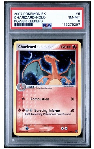 Pokémon TCG Charizard EX Power Keepers Holo Rare PSA 8 6/108 HOLDING SWIRL