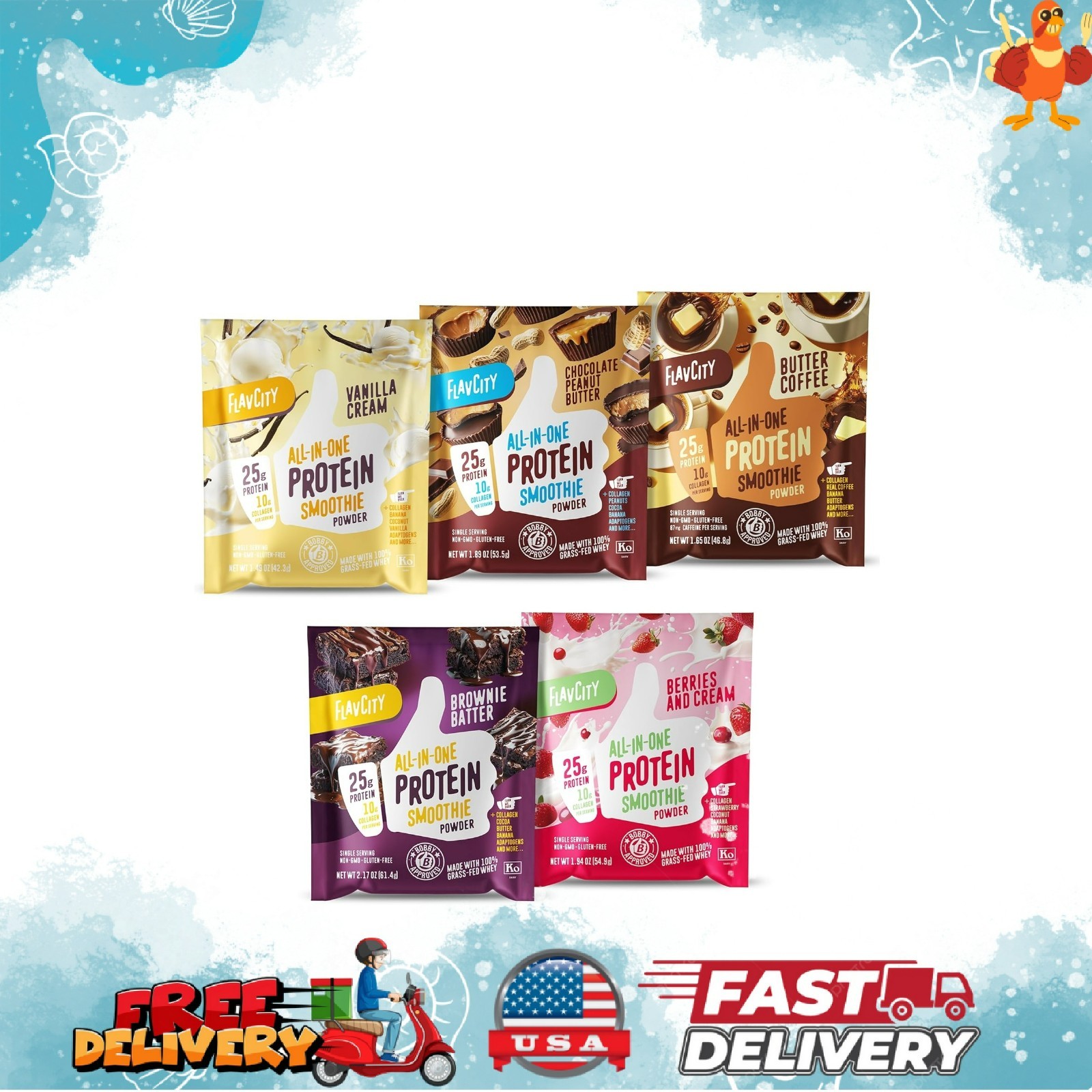 Grass Fed Whey Protein Powder - Variety Pack - 25g Protein & 10g Collagen