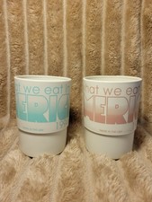 2 What We Eat In America Cups Made In USA 1994-1996 Mug Plastic Blue Pink