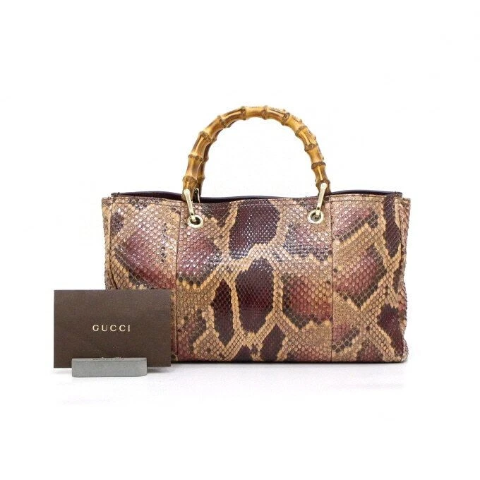 Sac fourre tout Gucci en cuir imprimé serpent 323660 125708829
