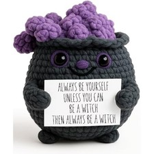 Crochet Witch Cauldron Halloween Decor for Shelves Mantels and Party Displays