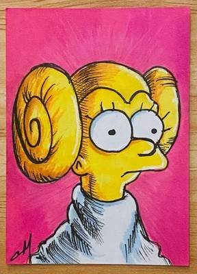 Lisa Simpson SIMPSONS PSC 1/1  Hand Drawn Sketch Card by CJ Morris ACEO