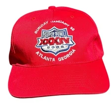 Vintage Super Bowl XXXIV Snapback Hat Y2K 2000 Red Atlanta Logo 7 Ram Titans NFL