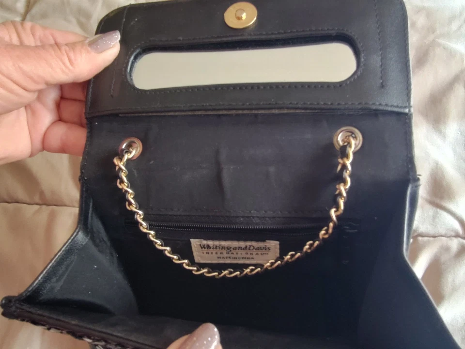 Whiting And Davis - Cartera Bandolera de Noche - Bolso sin asas - De colección - Malla Negra Foto 3 de 4