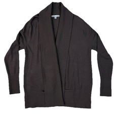 Larry Levine Cardigan L Brown Open Front Pock...