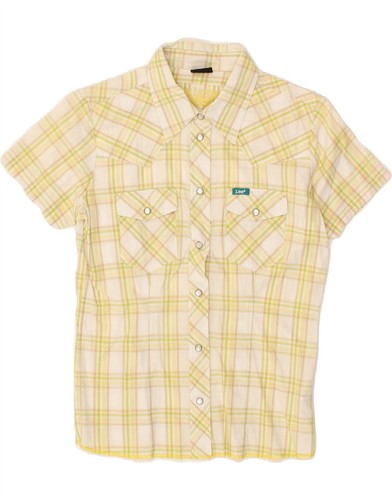 Lee Damen Kurzarm Hemd UK 10 Small gelb kariert Baumwolle TB04