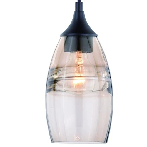 VAXCEL P0277 Milano Bronze Mini Pendant Ceiling Light Amber Fog Glass - Picture 2 of 8