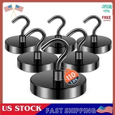 6 Pack N52 Magnetic Hooks 110lb Heavy Duty Black Magnet Hooks Cruise Cabin Hangi
