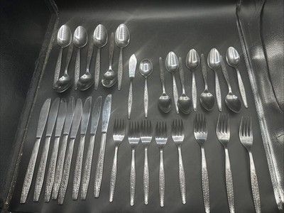 Vintage Lot 33 Pieces Interpur Rose Stainless Steel JAPAN Flatware