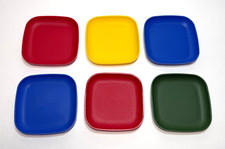 Set of 6 Vintage Tupperware Toys 4 Square Mini Plates Assorted Colors