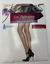 NEW Hanes Silk Reflections Silky Sheer Nude Pantyhose Control Top Tights Size AB