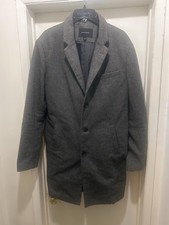 Banana Republic Tweed Topcoat Mens Size Large Wool Blend Coat Gray Heritage EUC
