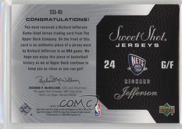 2005-06 Upper Deck Sweet Shot Jerseys /125 Richard Jefferson #SSJ-RJ - Image 2 of 2