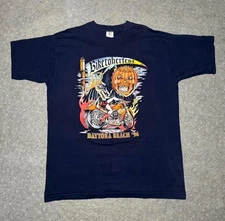 96 Biketoberfest Pinup Biker Girl Freaker Halloween Grunge Pumpkin Skull 90s Vtg