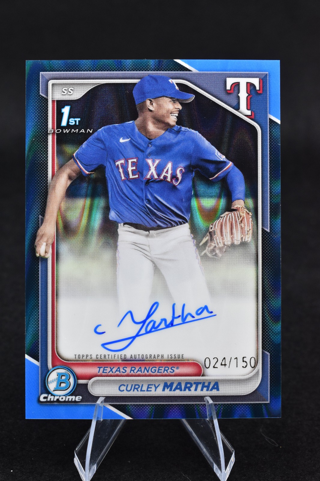 2024 Topps 1st Bowman Chrome Curley Martha Auto Blue RayWave Refractor 024/150